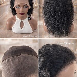Mines Diamond Natural Black Curly Lace Front Wig